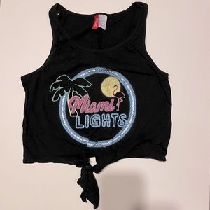 H&M Divided Black Miami Lights Crop Top Size S